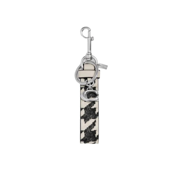 Coach Houndstooth print Silver/Cream/Black Loop bag charm and Wristlet Bag - Picture 2 of 12